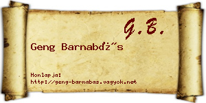 Geng Barnabás névjegykártya