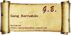Geng Barnabás névjegykártya